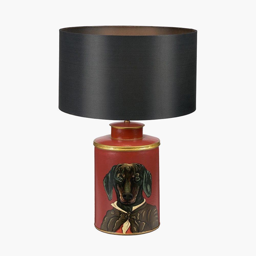 Dachshund Red Hand Painted Metal Table Lamp.