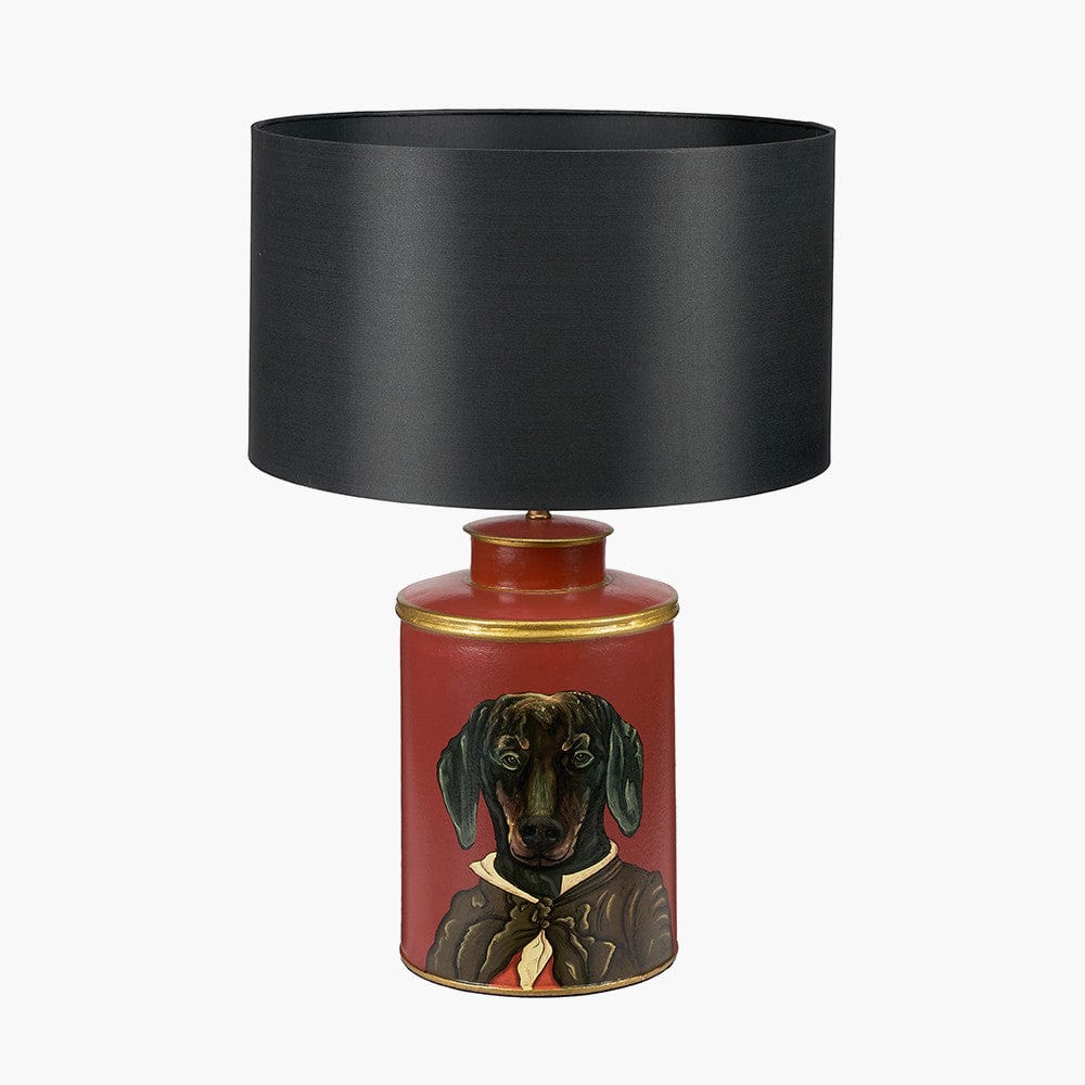 Dachshund Red Hand Painted Metal Table Lamp.