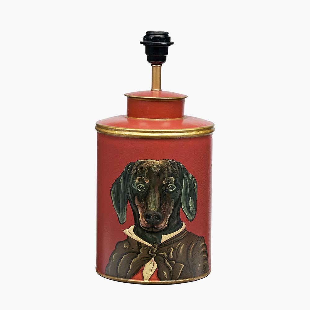 Dachshund Red Hand Painted Metal Table Lamp.