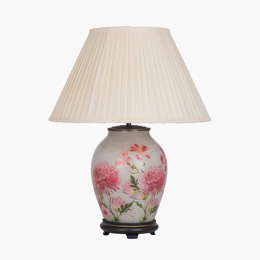 Dahlia Alstroemeria Medium Glass Lamp.