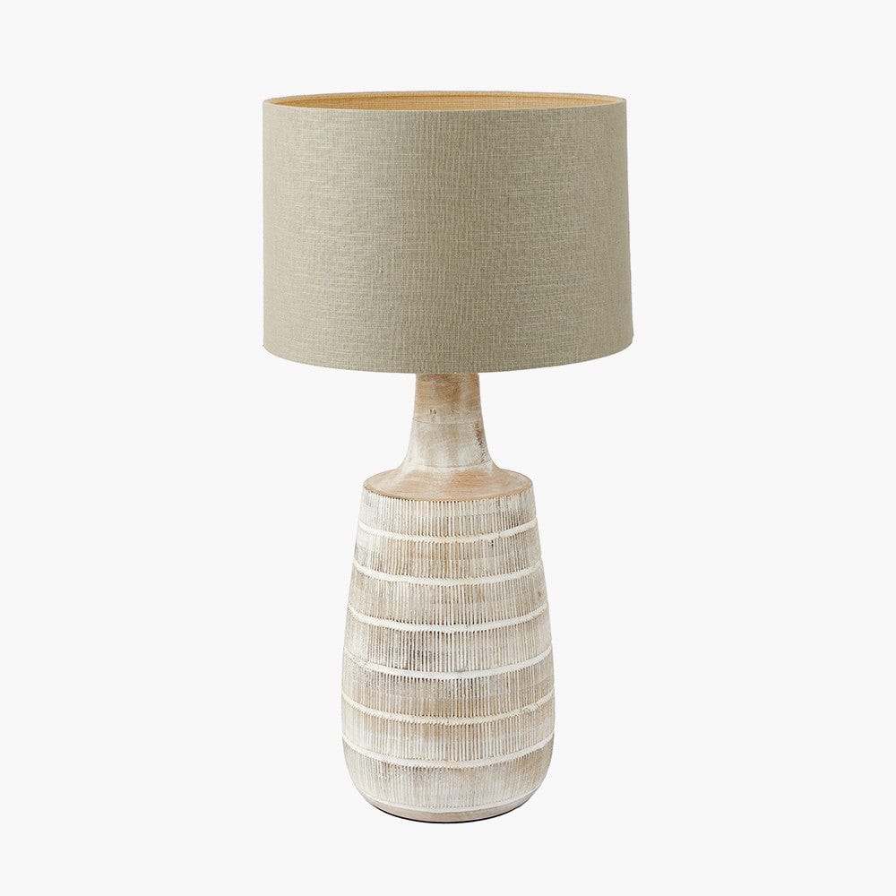 Dambula Grey Wash Wood Textured Tall Neck Table Lamp - Base Only.