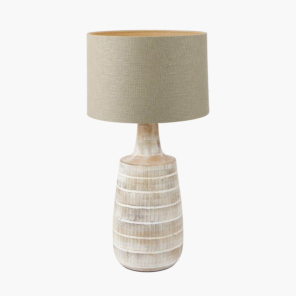 Pacific Lifestyle Lighting Dambula Grey Wash Wood Textured Tall Neck Table Lamp - Base Only House of Isabella UK