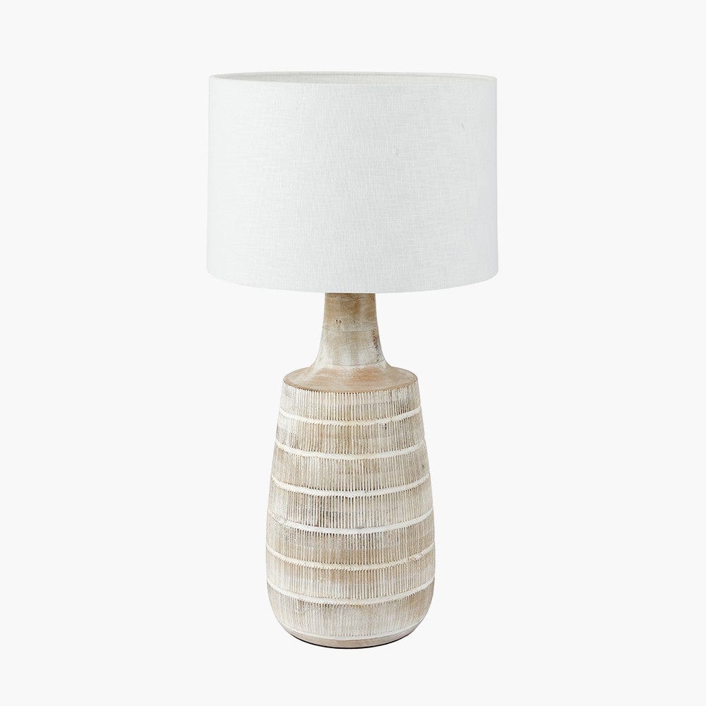 Dambula Grey Wash Wood Textured Tall Neck Table Lamp - Base Only.