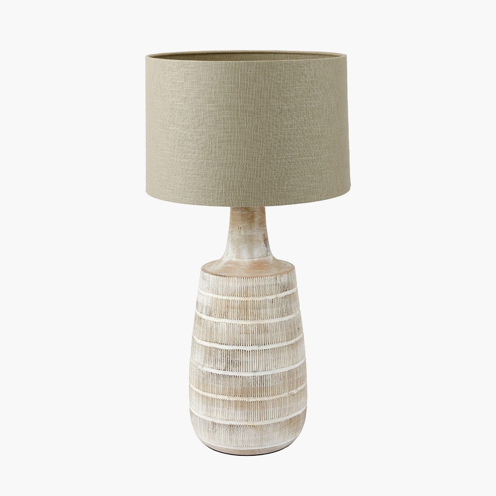 Dambula Grey Wash Wood Textured Tall Neck Table Lamp - Base Only.
