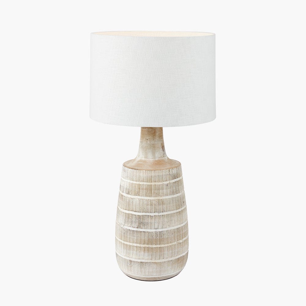 Dambula Grey Wash Wood Textured Tall Neck Table Lamp - Base Only.