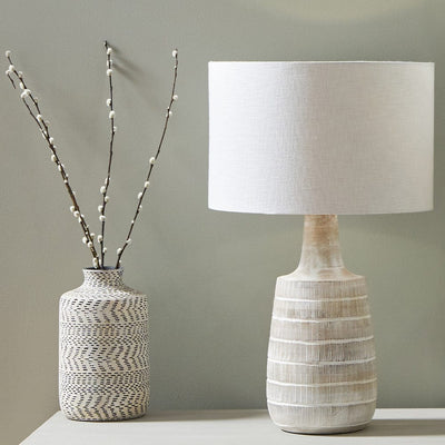 Pacific Lifestyle Lighting Dambula Grey Wash Wood Textured Tall Neck Table Lamp - Base Only House of Isabella UK