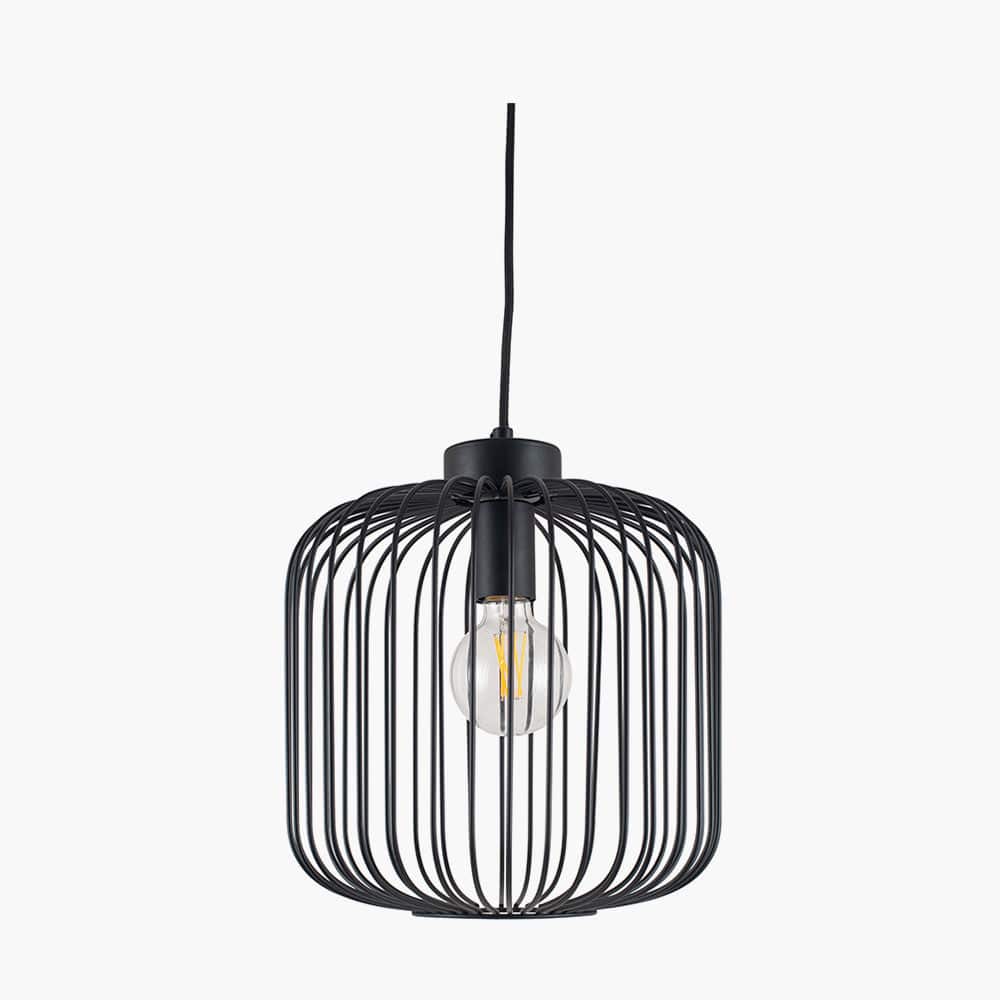 Dania Matt Black Metal Wire Pendant.