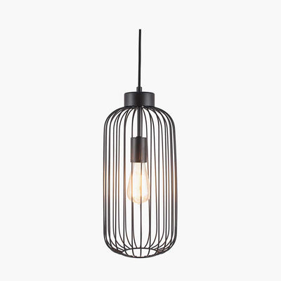 Pacific Lifestyle Lighting Dania Matt Black Metal Wire Tall Pendant House of Isabella UK