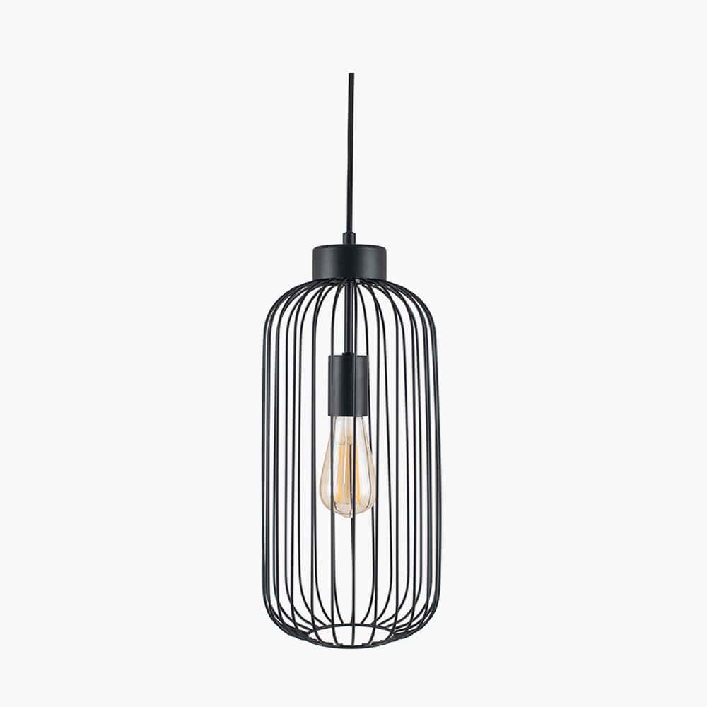 Pacific Lifestyle Lighting Dania Matt Black Metal Wire Tall Pendant House of Isabella UK