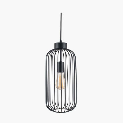 Pacific Lifestyle Lighting Dania Matt Black Metal Wire Tall Pendant House of Isabella UK