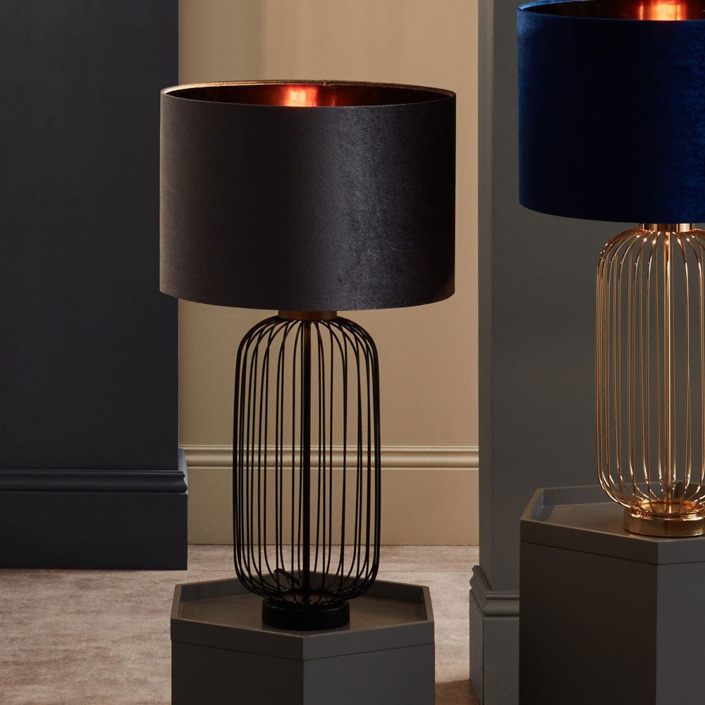 Dania Matt Black Metal Wire Tall Table Lamp - Base Only.