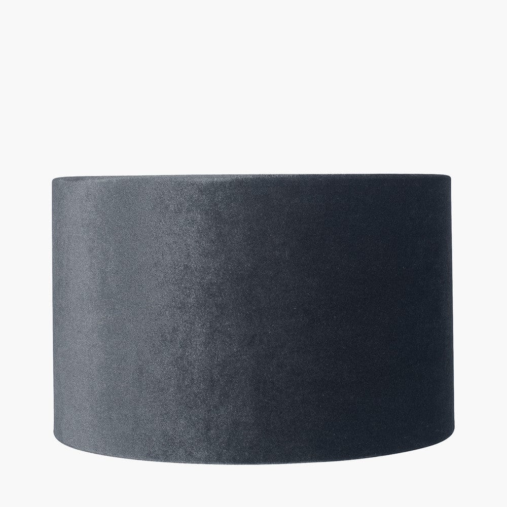 Dania Matt Black Metal Wire Tall Table Lamp Base with Bow 40cm Slate Velvet Cylinder Lampshade.