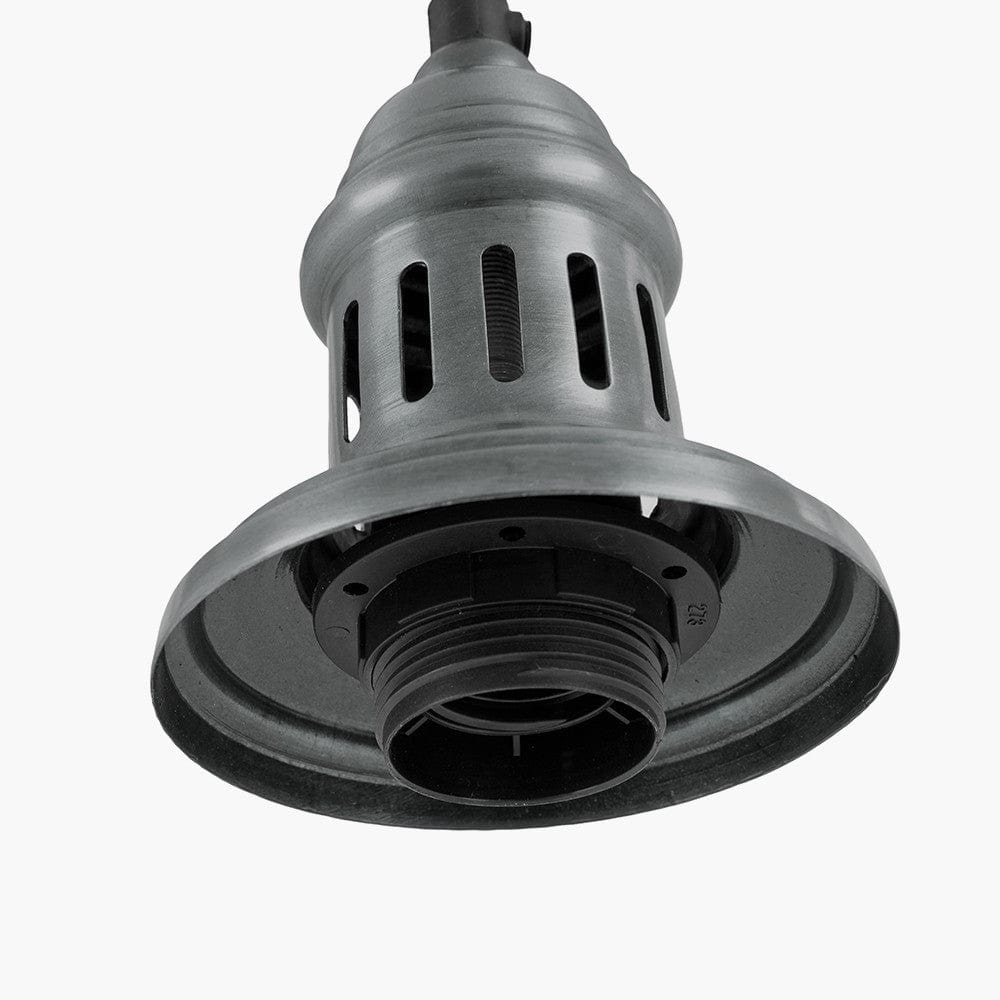 Dark Antique Silver Metal Electrical Ceiling Fitting for Café & Dome Pendants.