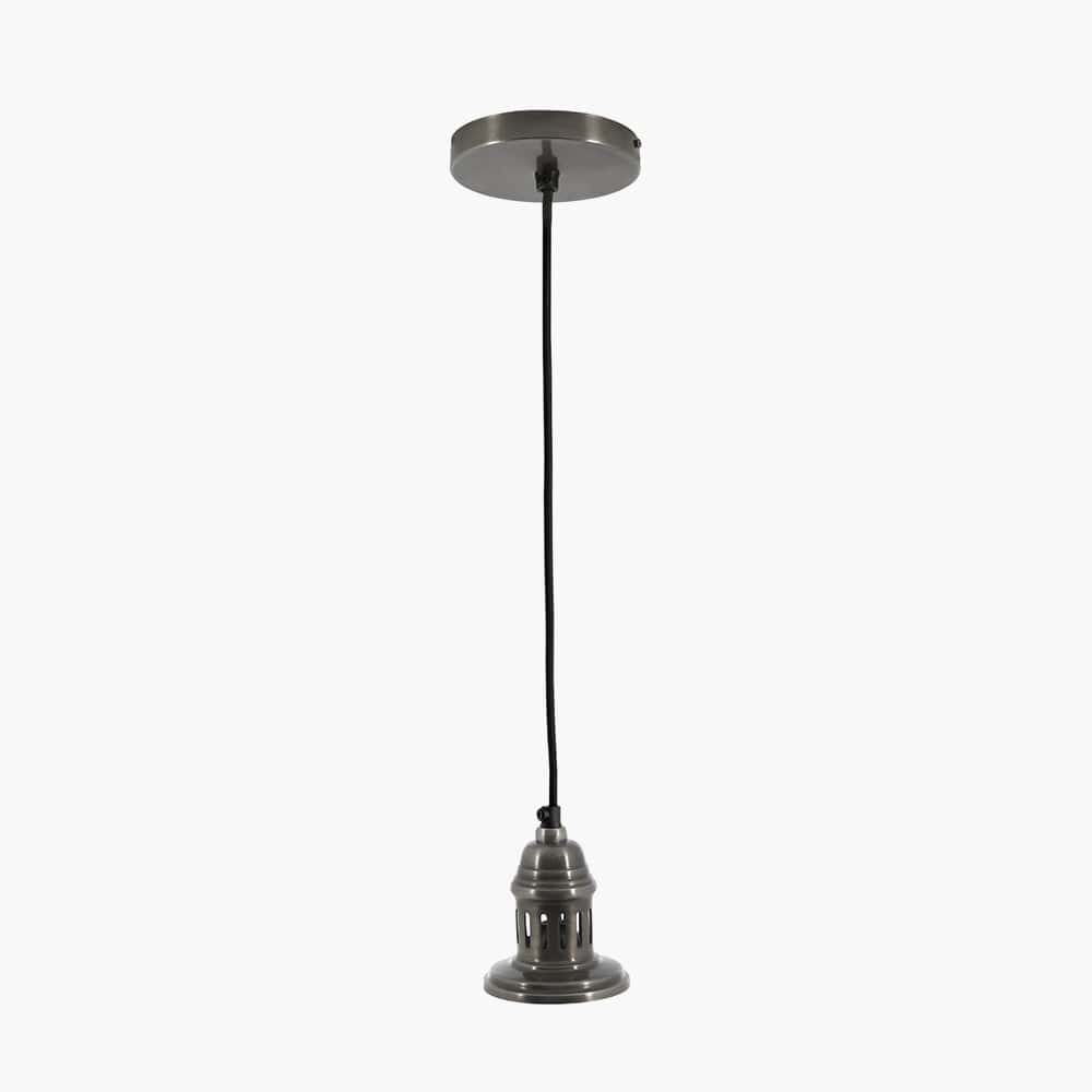 Dark Antique Silver Metal Electrical Ceiling Fitting for Café & Dome Pendants.