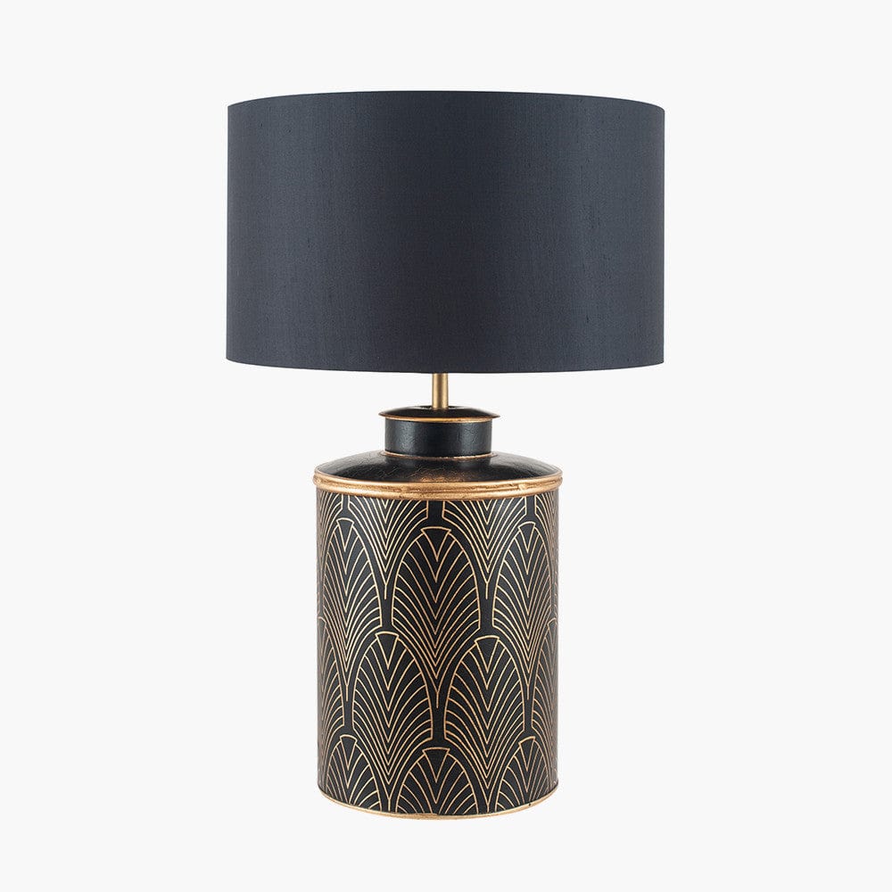 Deco Black Geo Art Deco Hand Painted Table Lamp - Base Only.