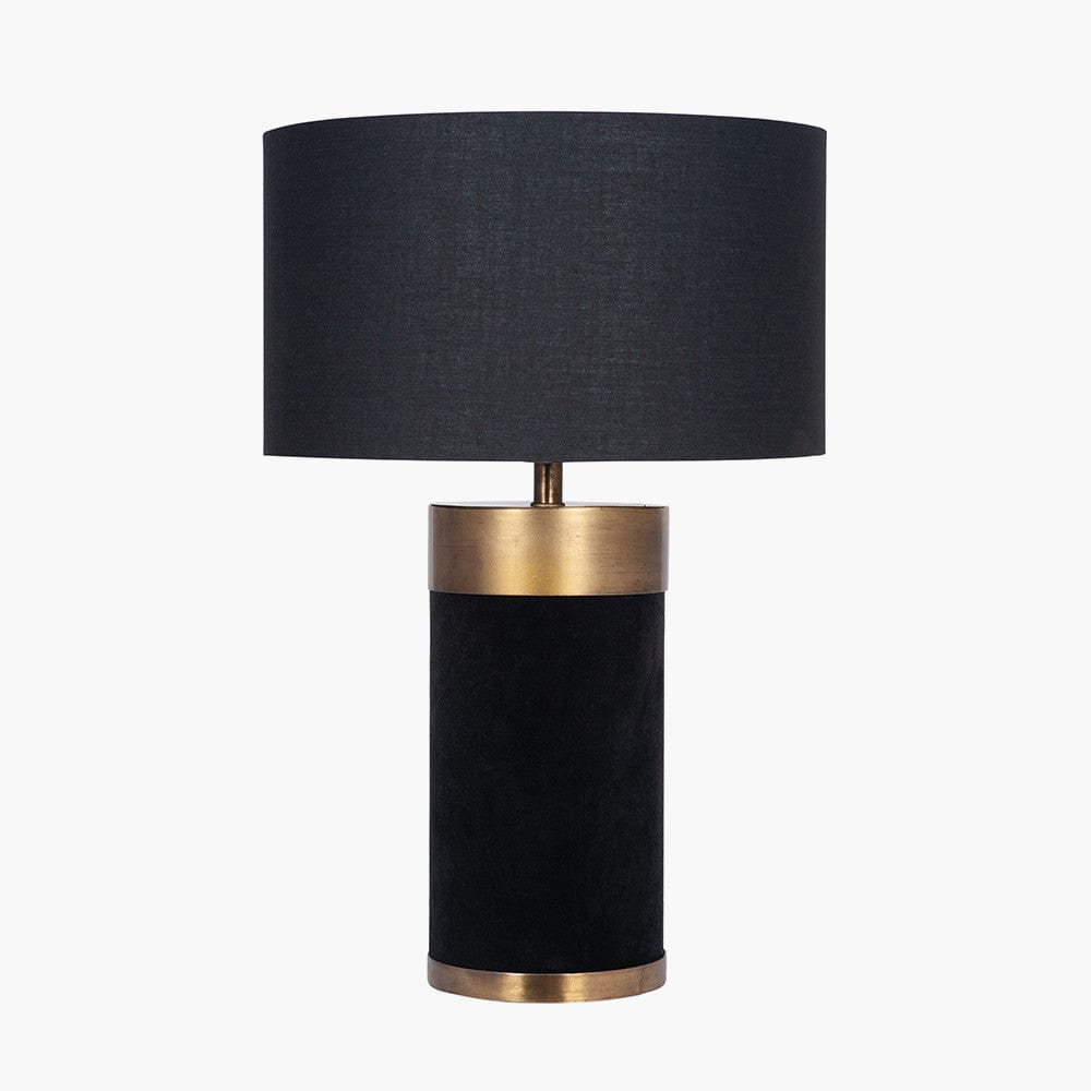 Dempsey Black Velvet and Antique Gold Metal Table Lamp - Base Only - Base Only.