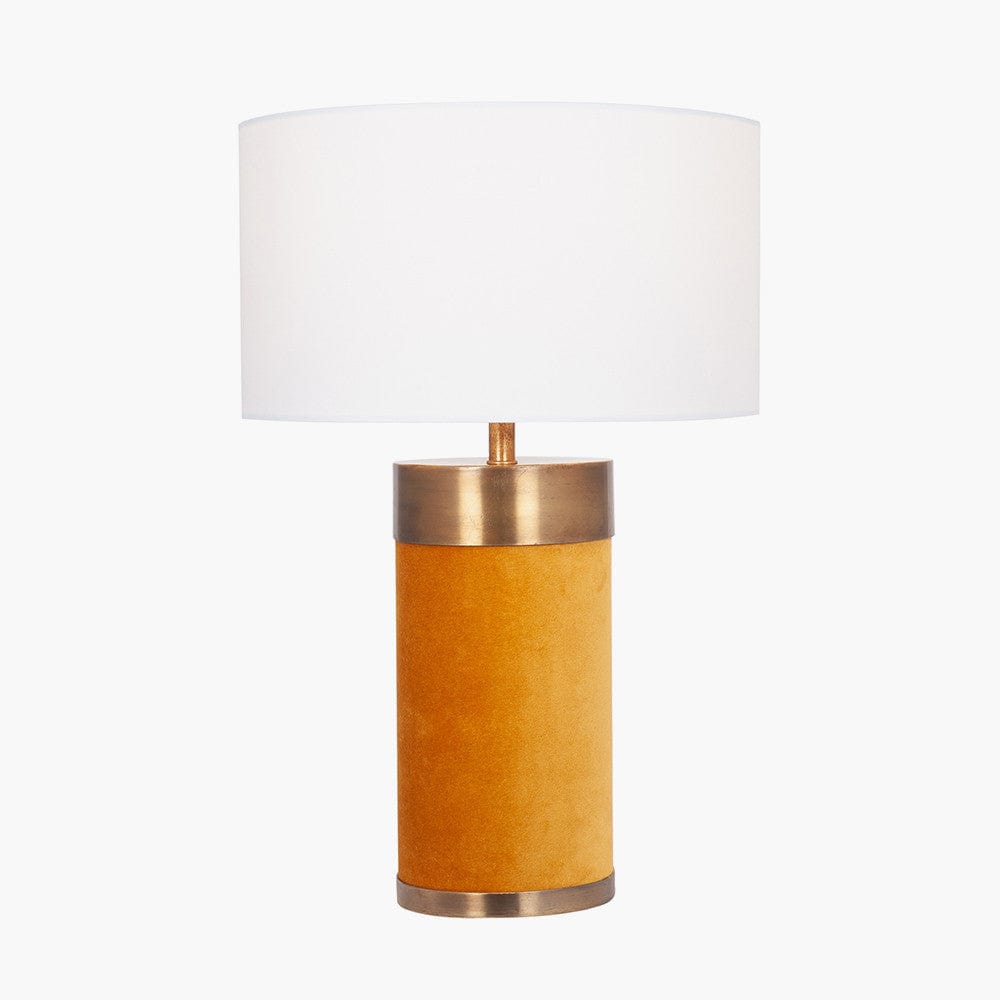 Dempsey Mustard Velvet and Antique Gold Metal Table Lamp - Base Only.