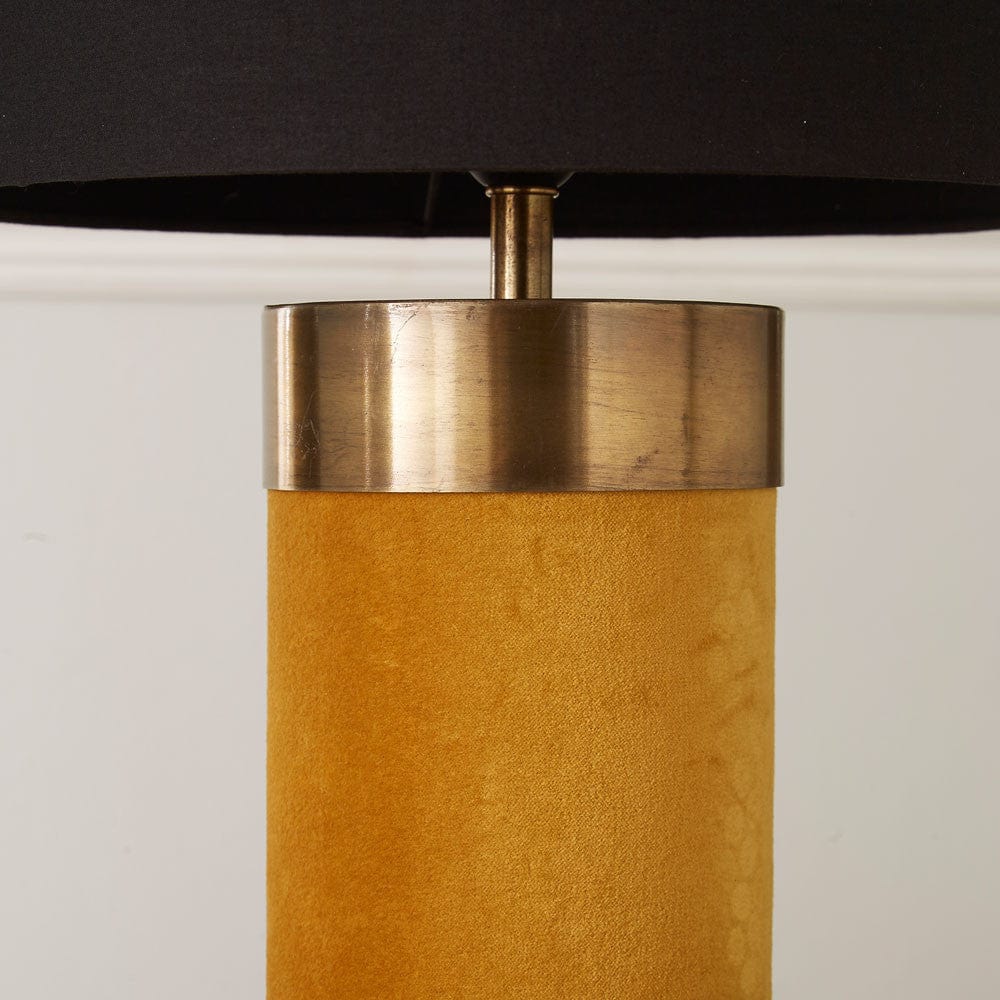 Dempsey Mustard Velvet and Antique Gold Metal Table Lamp - Base Only.