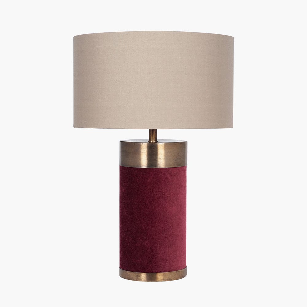 Dempsey Red Velvet and Antique Gold Metal Table Lamp - Base Only.