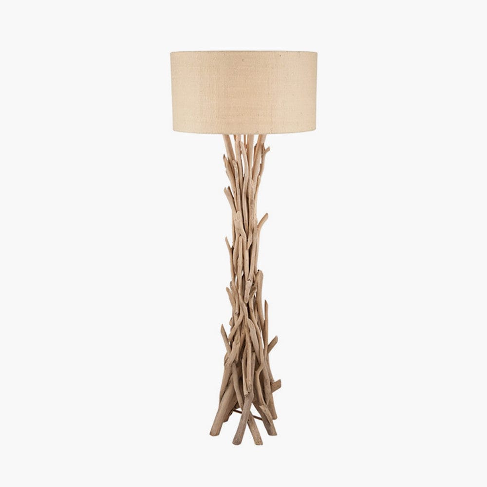 Pacific Lifestyle Lighting Derna Drift Wood Floor Lamp with Natural Jute Shade House of Isabella UK