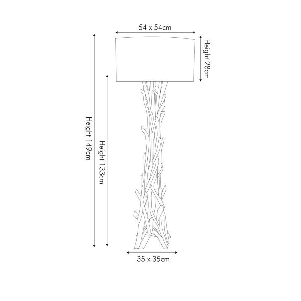 Derna Drift Wood Floor Lamp with Natural Jute Shade.