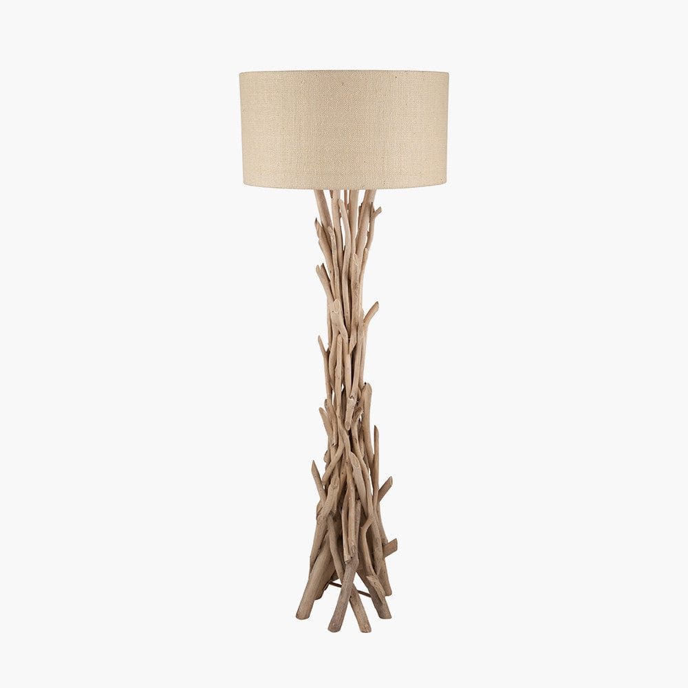 Derna Drift Wood Floor Lamp with Natural Jute Shade.