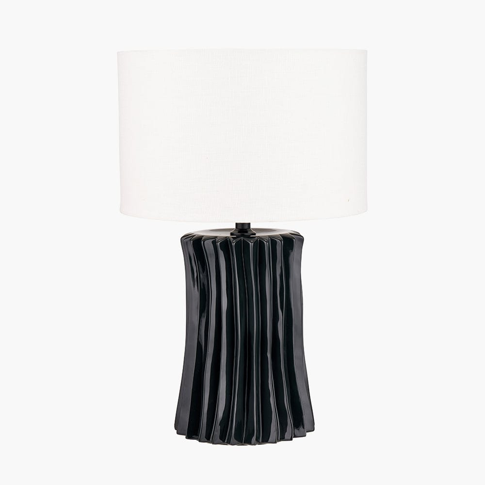 Devony Black Pleated Ceramic Table Lamp Base.