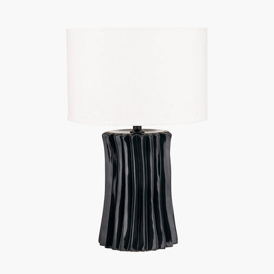 Pacific Lifestyle Lighting Devony Black Pleated Ceramic Table Lamp Base House of Isabella UK