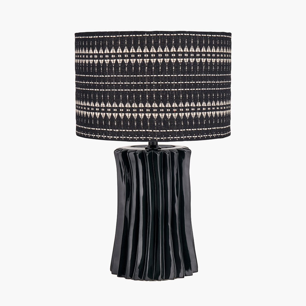 Devony Black Pleated Ceramic Table Lamp Base.
