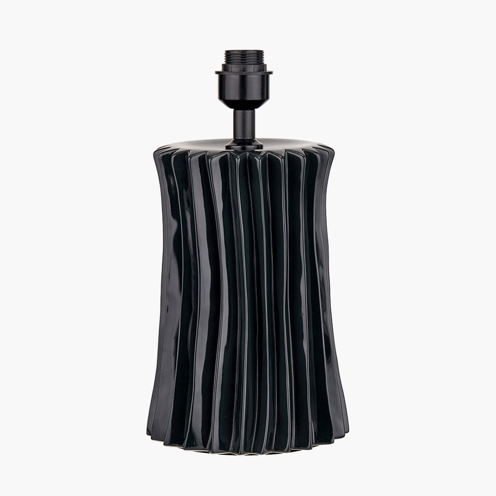 Devony Black Pleated Ceramic Table Lamp Base.