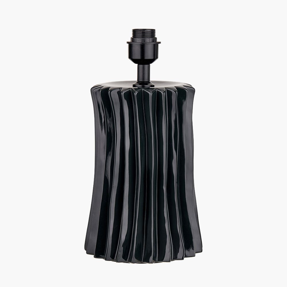 Devony Black Pleated Ceramic Table Lamp Base.