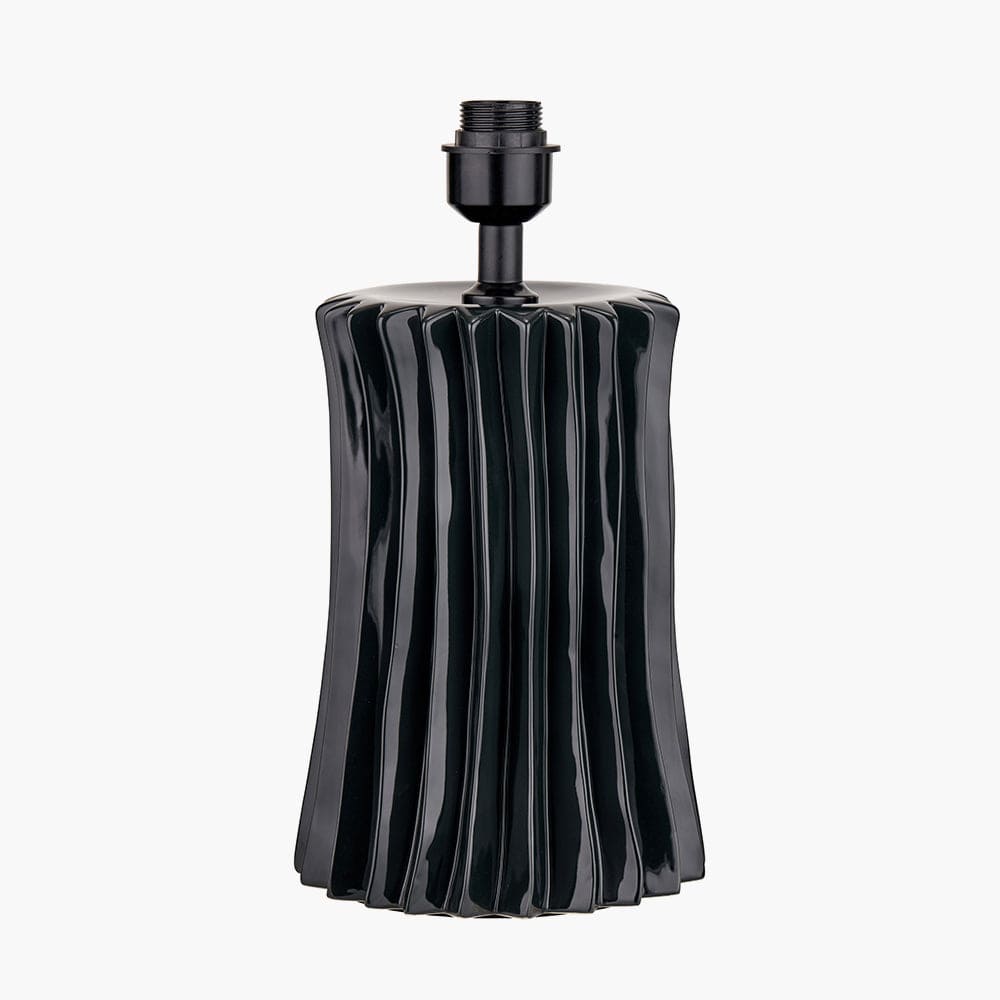 Pacific Lifestyle Lighting Devony Black Pleated Ceramic Table Lamp Base House of Isabella UK