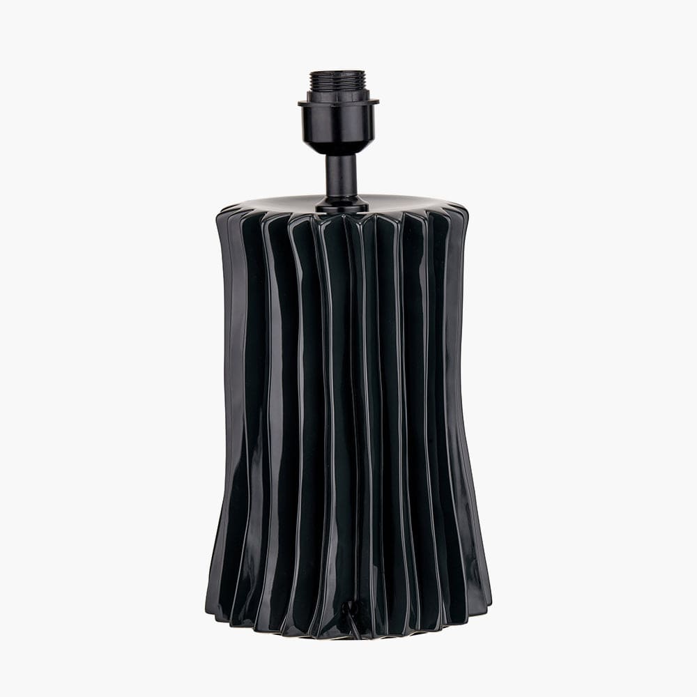 Devony Black Pleated Ceramic Table Lamp Base.