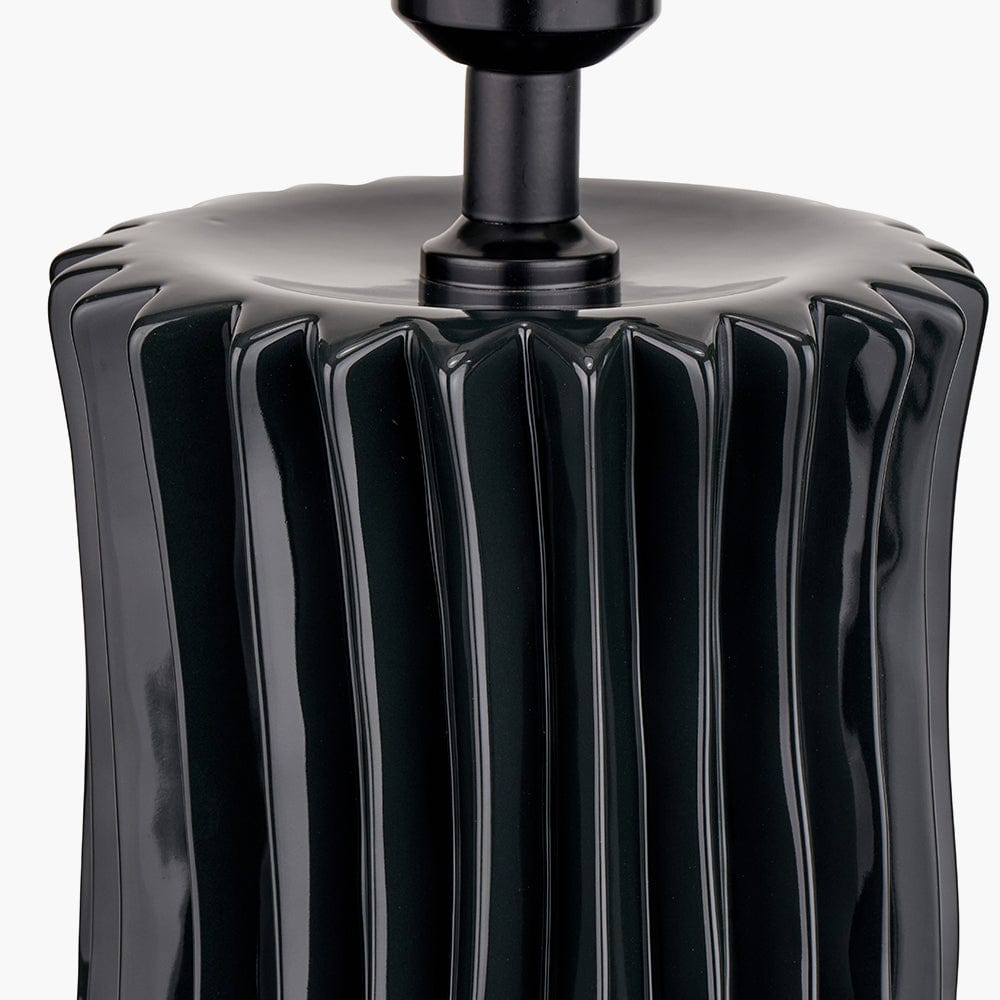 Devony Black Pleated Ceramic Table Lamp Base.
