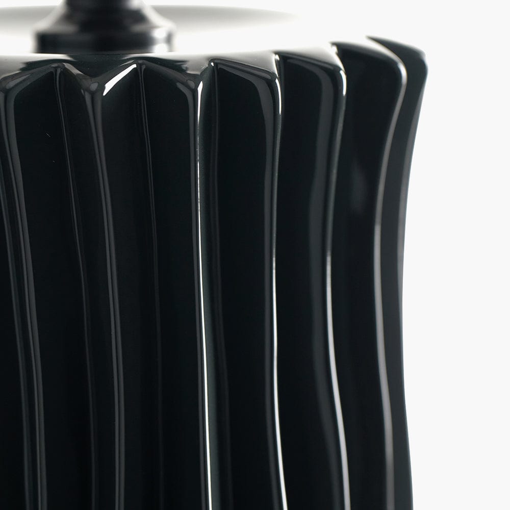 Devony Black Pleated Ceramic Table Lamp Base.