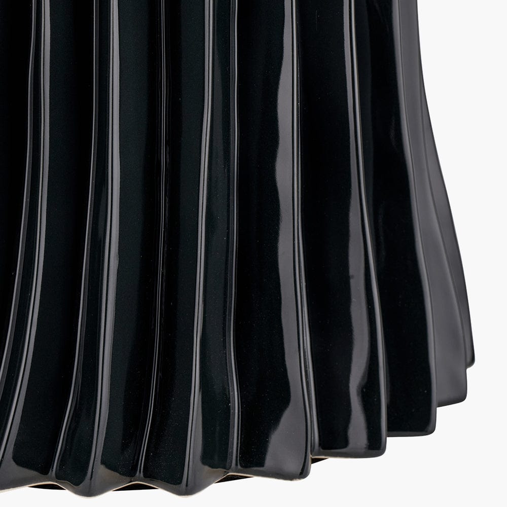 Devony Black Pleated Ceramic Table Lamp Base.