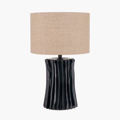 Pacific Lifestyle Lighting Devony Black Pleated Ceramic Table Lamp Base House of Isabella UK