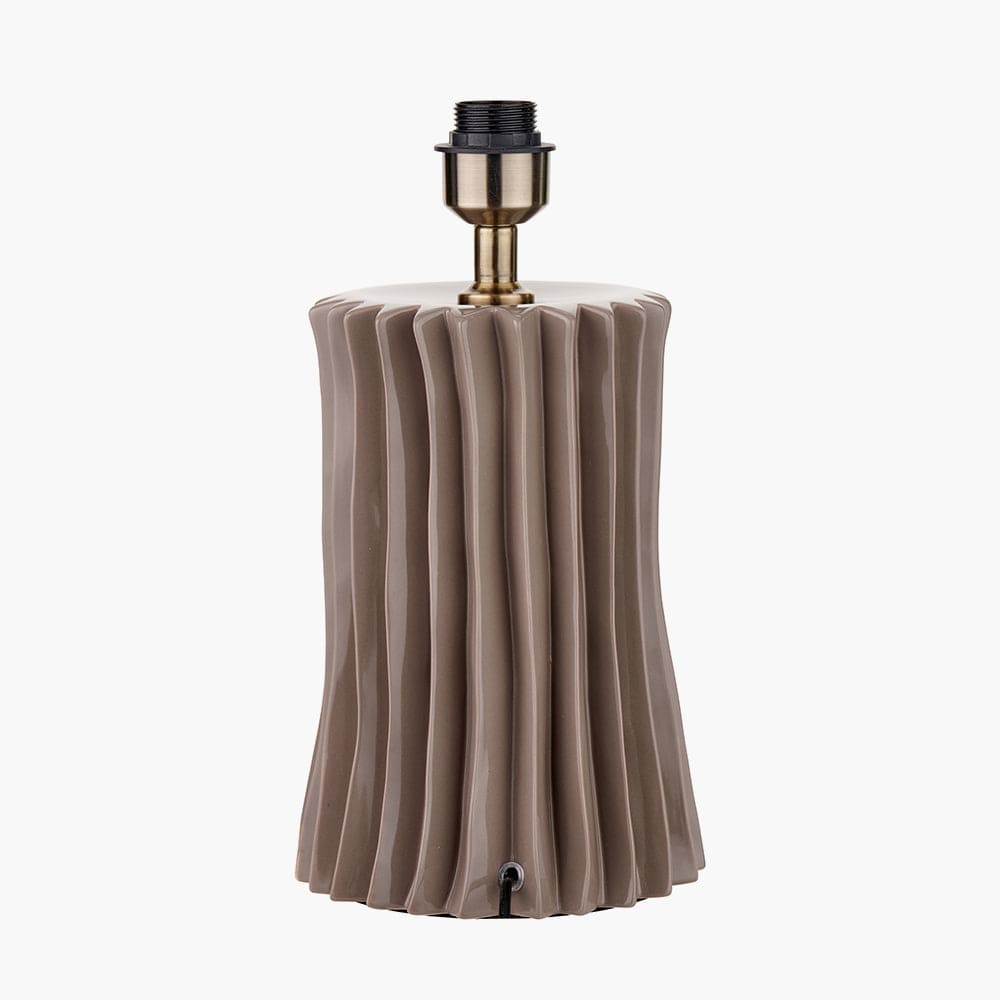 Devony Taupe Pleated Ceramic Table Lamp Base.
