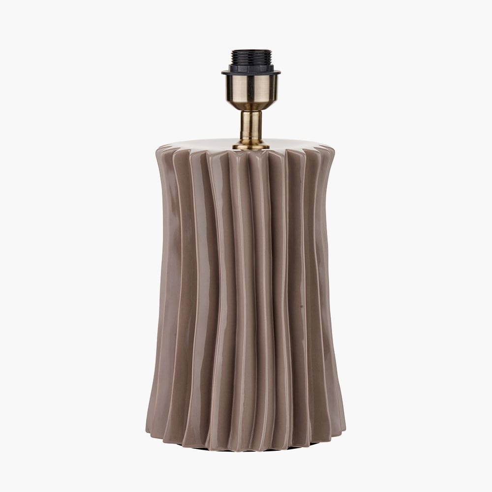 Devony Taupe Pleated Ceramic Table Lamp Base.