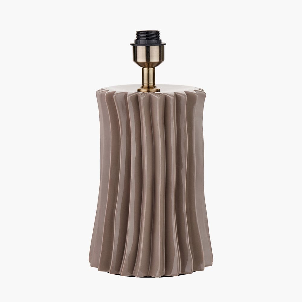 Devony Taupe Pleated Ceramic Table Lamp Base.