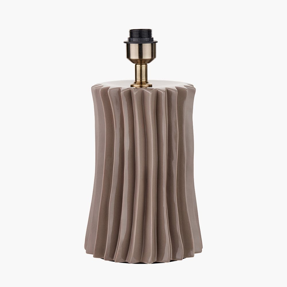 Pacific Lifestyle Lighting Devony Taupe Pleated Ceramic Table Lamp Base House of Isabella UK