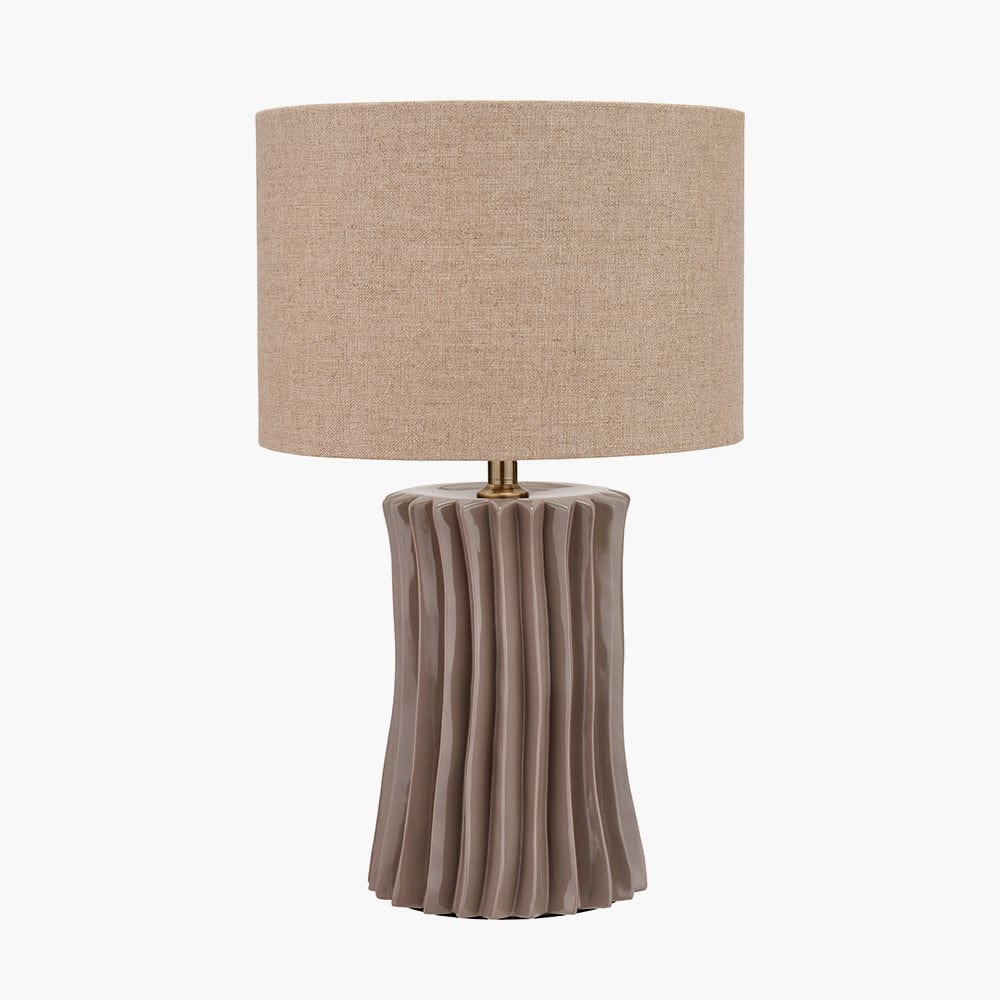 Pacific Lifestyle Lighting Devony Taupe Pleated Ceramic Table Lamp Base House of Isabella UK