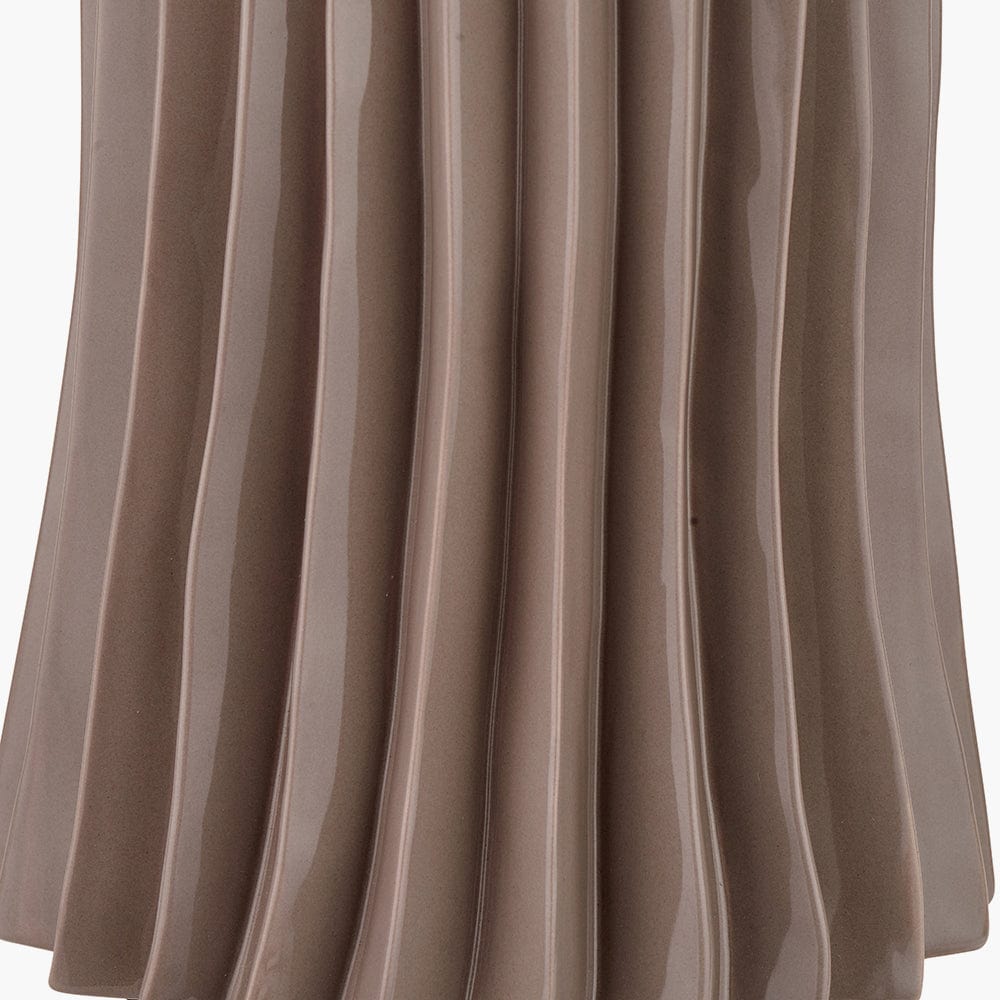 Devony Taupe Pleated Ceramic Table Lamp Base.