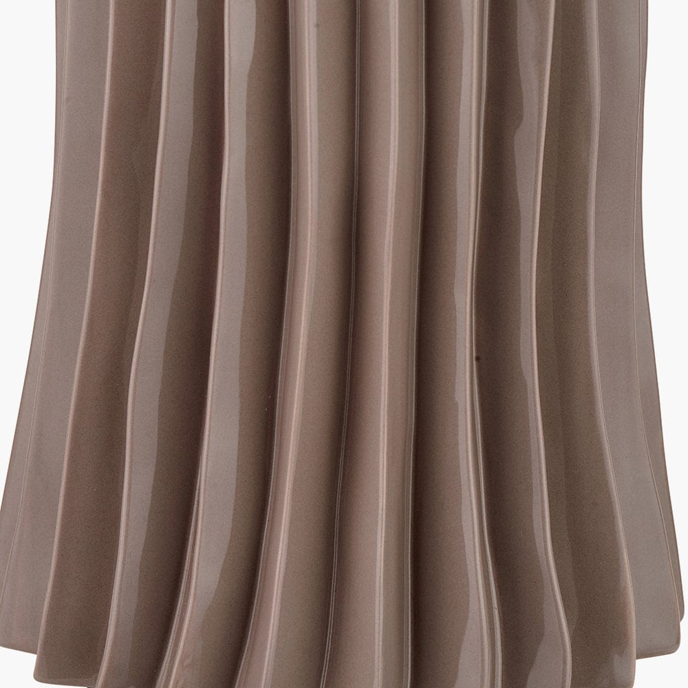 Pacific Lifestyle Lighting Devony Taupe Pleated Ceramic Table Lamp Base House of Isabella UK