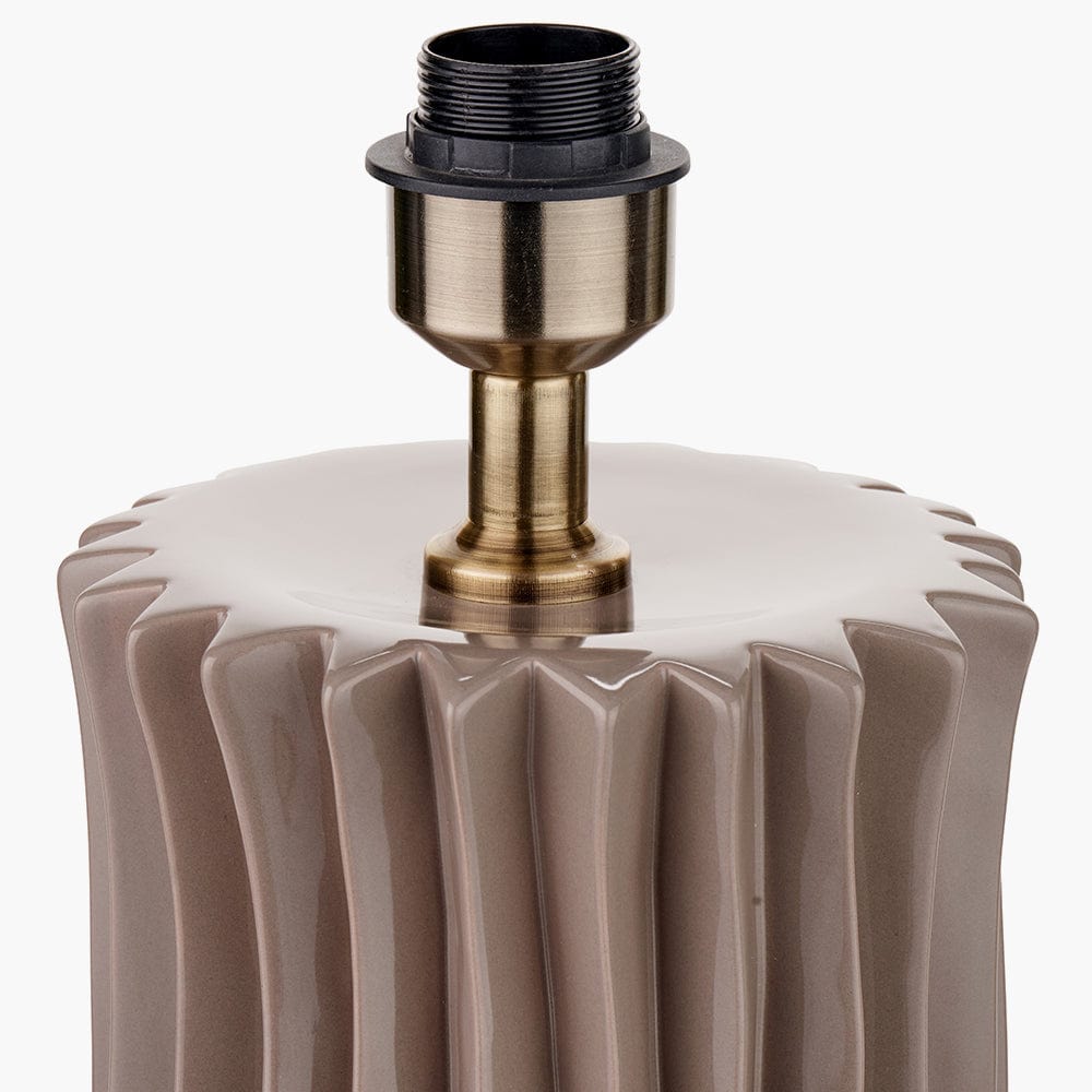 Pacific Lifestyle Lighting Devony Taupe Pleated Ceramic Table Lamp Base House of Isabella UK