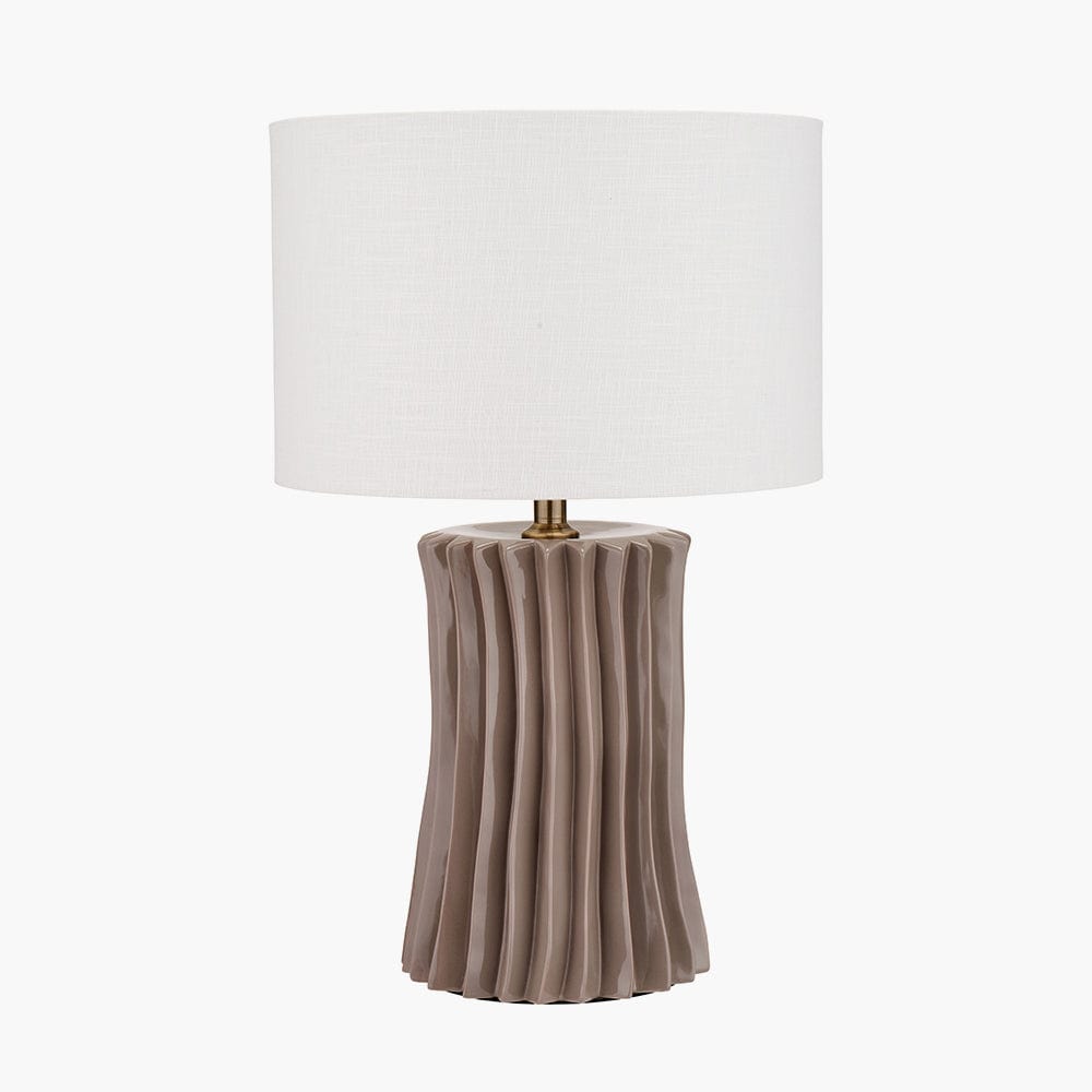 Devony Taupe Pleated Ceramic Table Lamp Base.