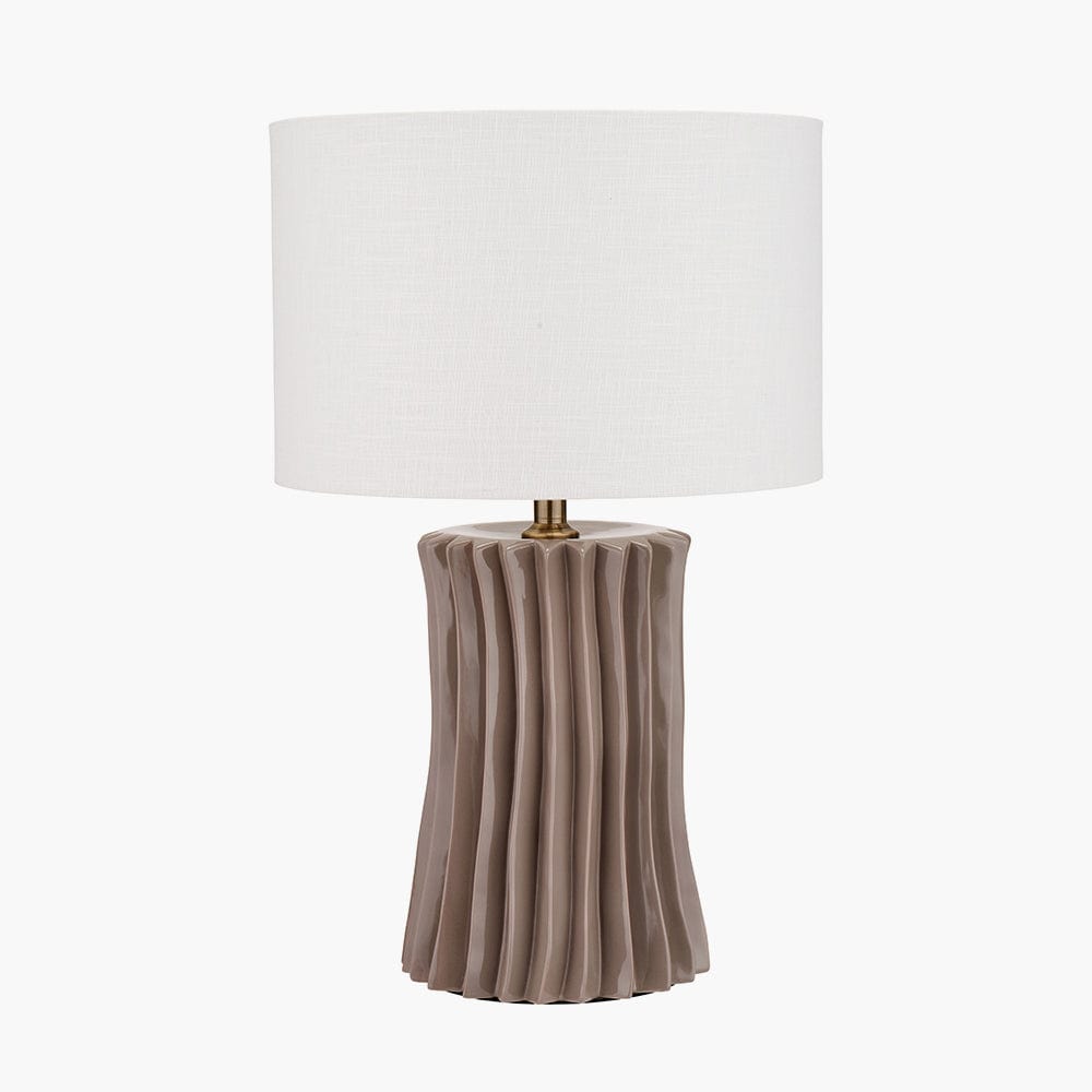 Pacific Lifestyle Lighting Devony Taupe Pleated Ceramic Table Lamp Base House of Isabella UK