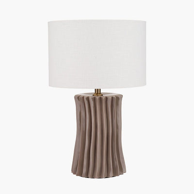 Pacific Lifestyle Lighting Devony Taupe Pleated Ceramic Table Lamp Base House of Isabella UK