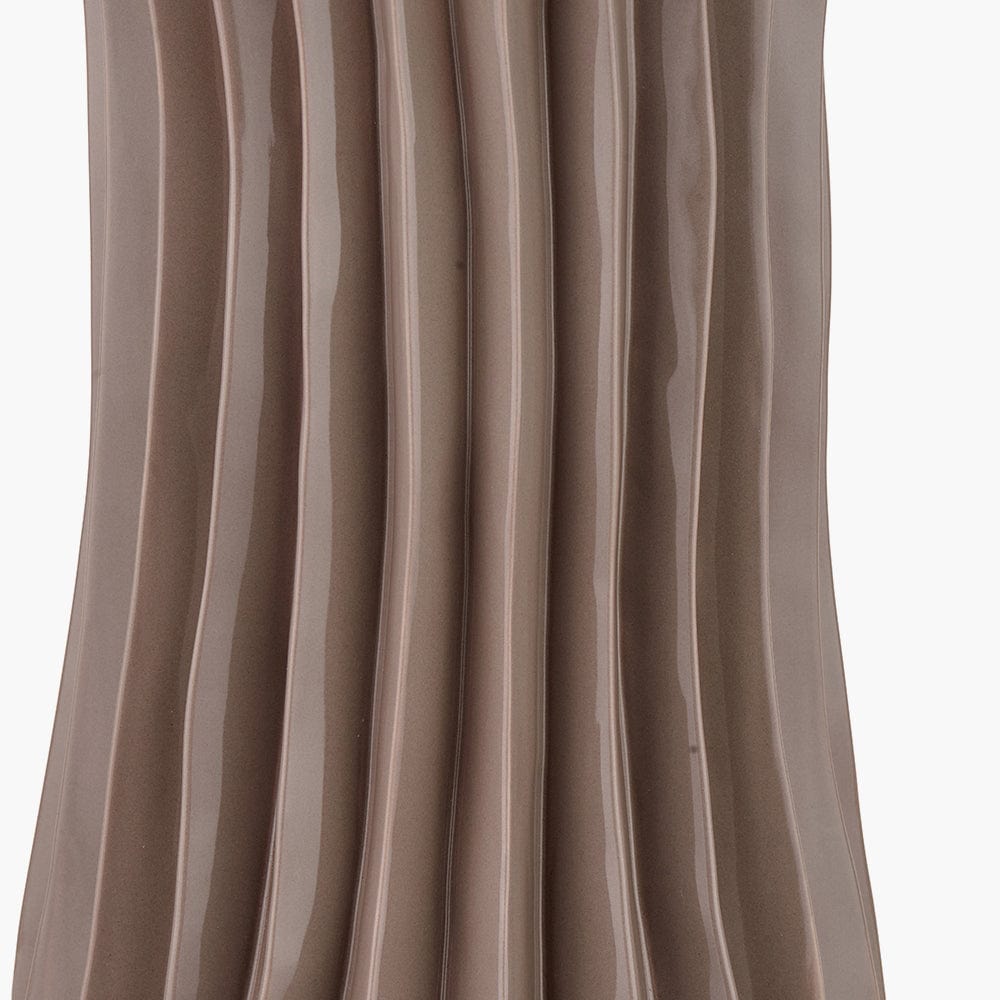Devony Taupe Pleated Ceramic Table Lamp Base.