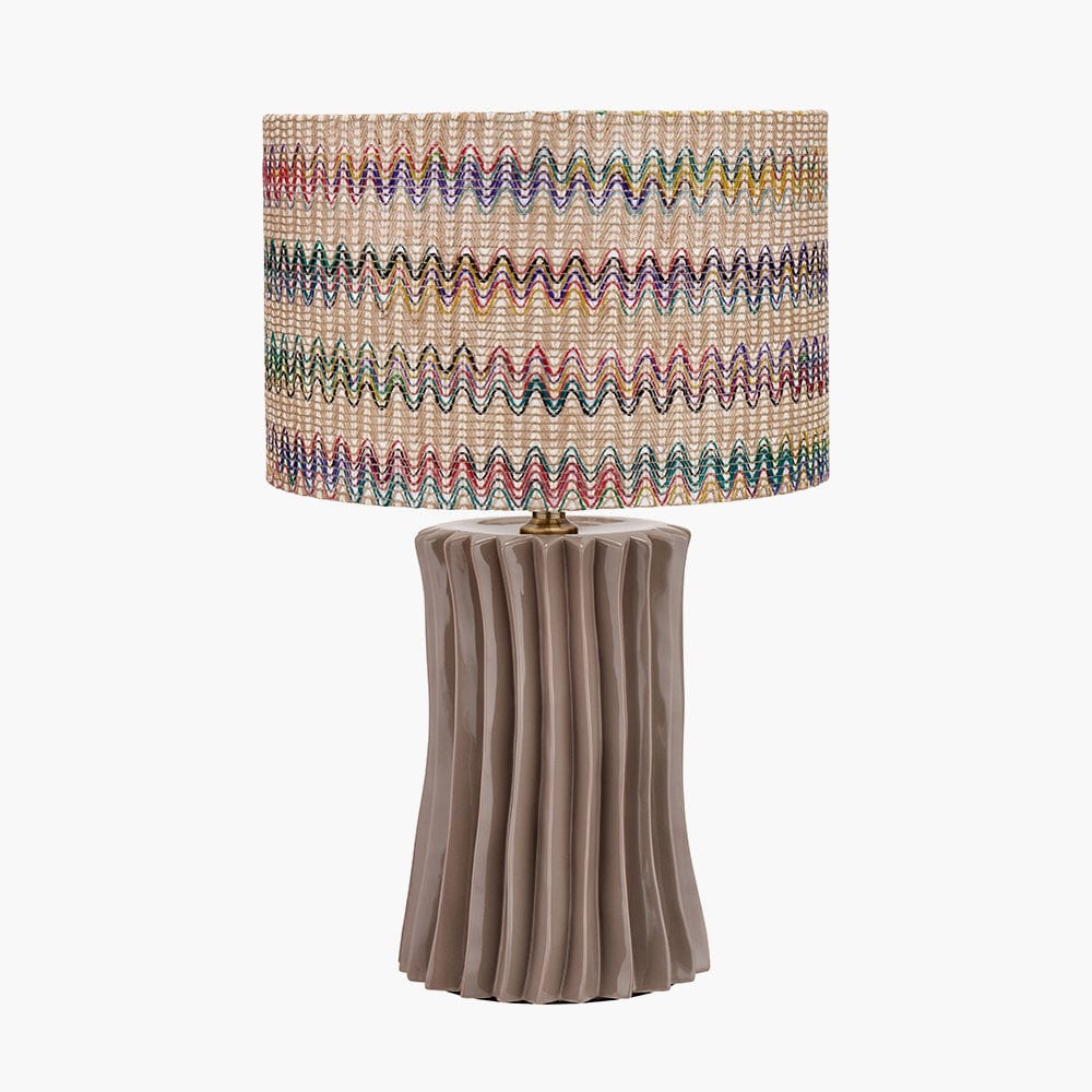 Devony Taupe Pleated Ceramic Table Lamp Base.